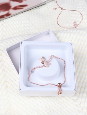 Adjustable Rhinestone Stretch Bracelet W/ Cat